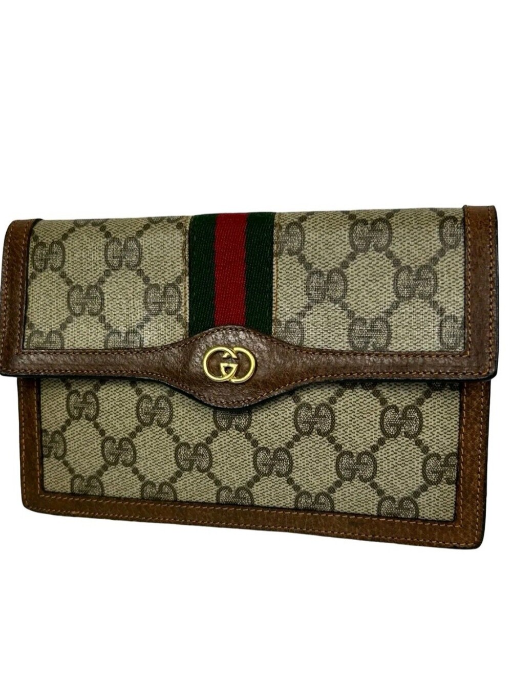 Gucci Beige GG Canvas Web Clutch Wallet With COA 🤎❤️